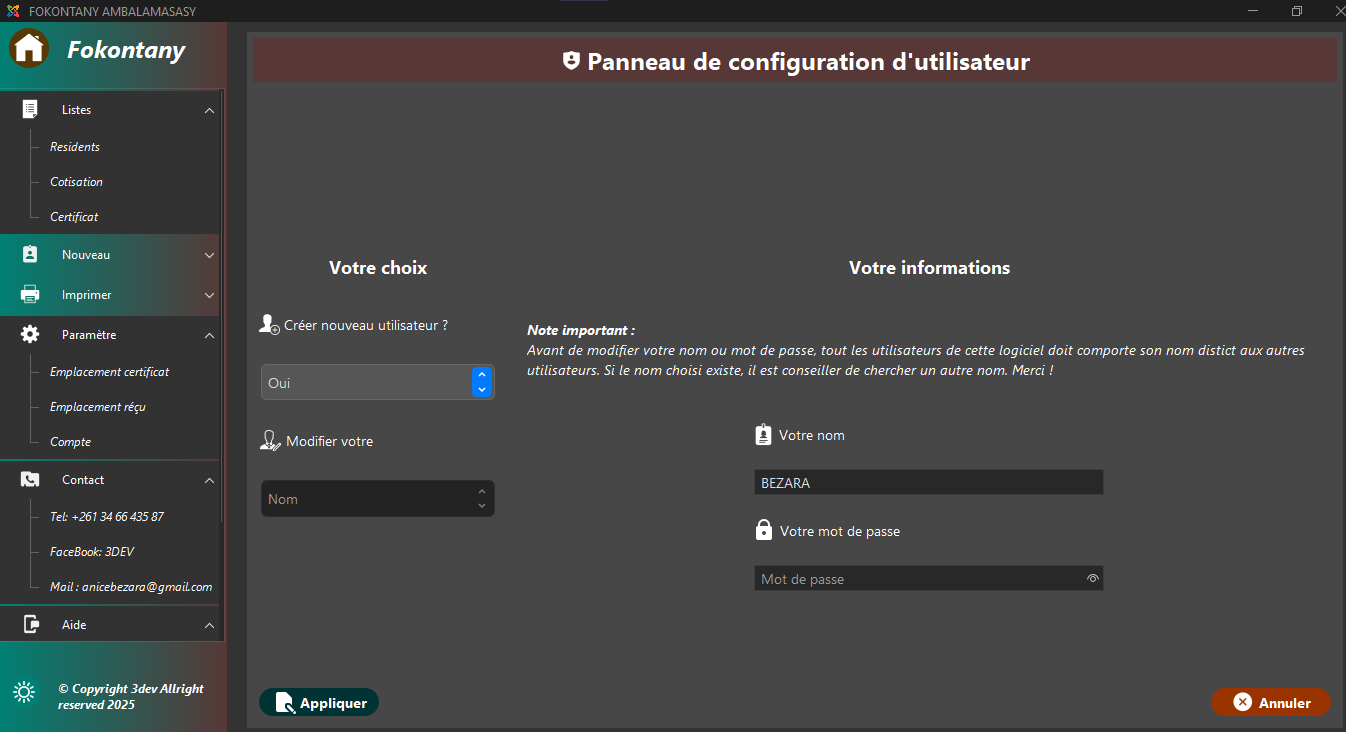 Capture d'ecran du projet Echo